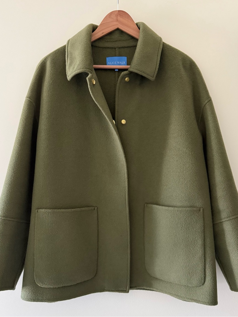 Alice Walk Cashmere Car Coat - Olive Green - Picture 4 of 8